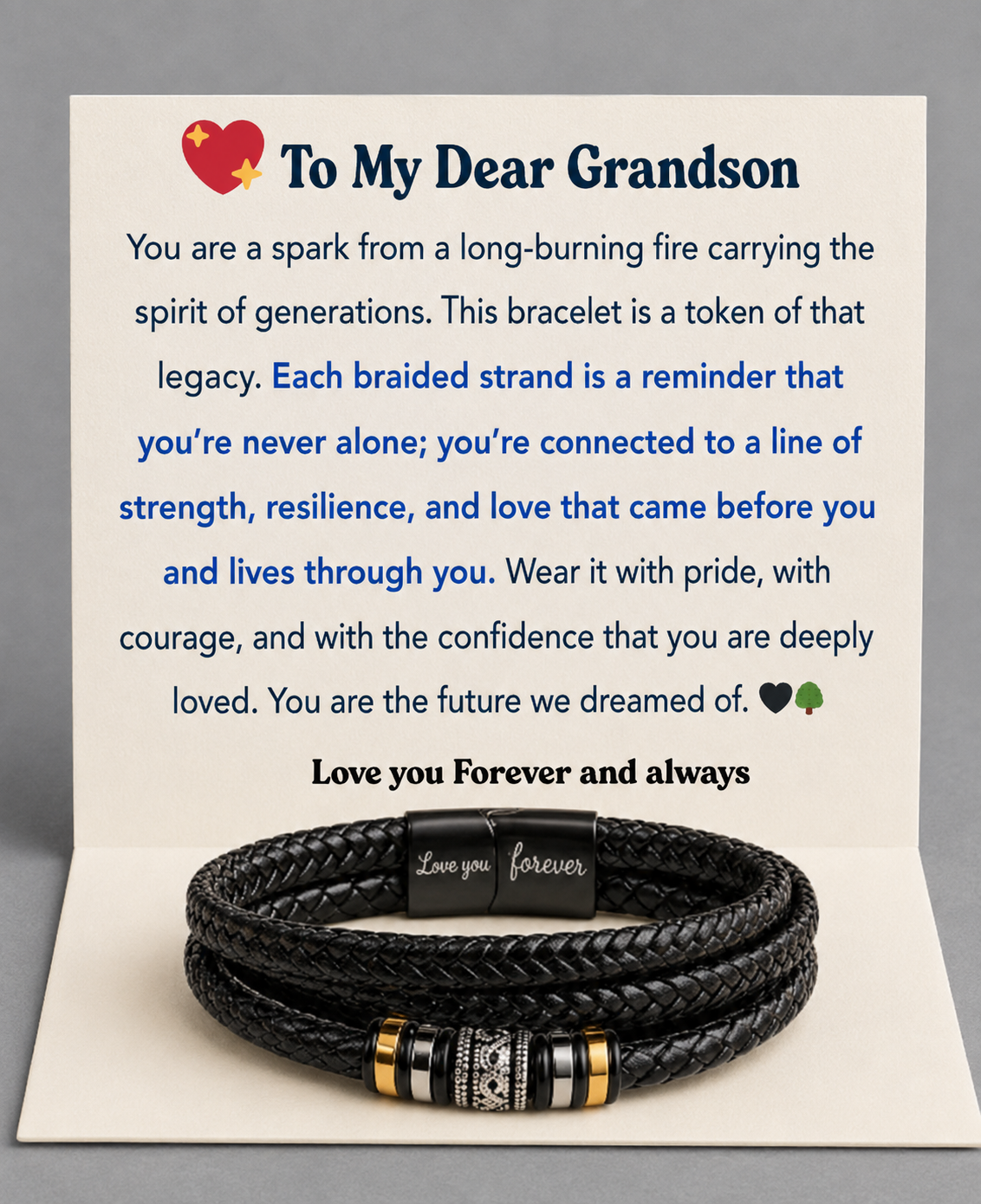 To My Grandson Legacy Loop Bracelet - Our Story Continues