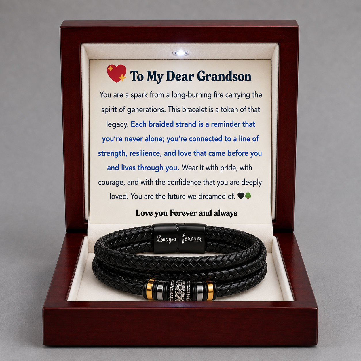 To My Grandson Legacy Loop Bracelet - Our Story Continues