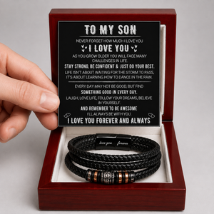 To My Son - Strength & Love Leather Bracelet