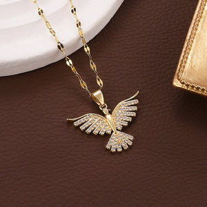To My Wife Wings of Strength Necklace - Strong and Graceful