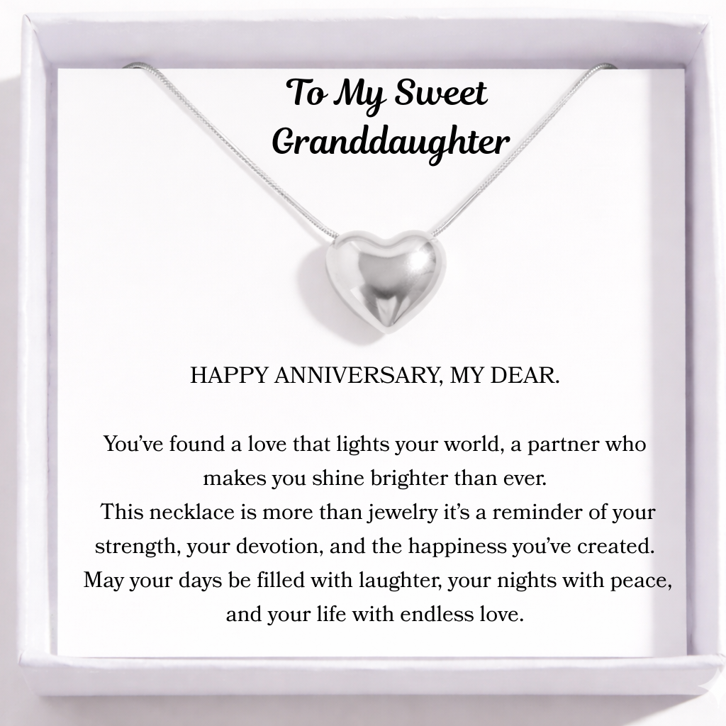 Happy Anniversary Dear Granddaughter Close to My Heart Necklace - Love that grows with you
