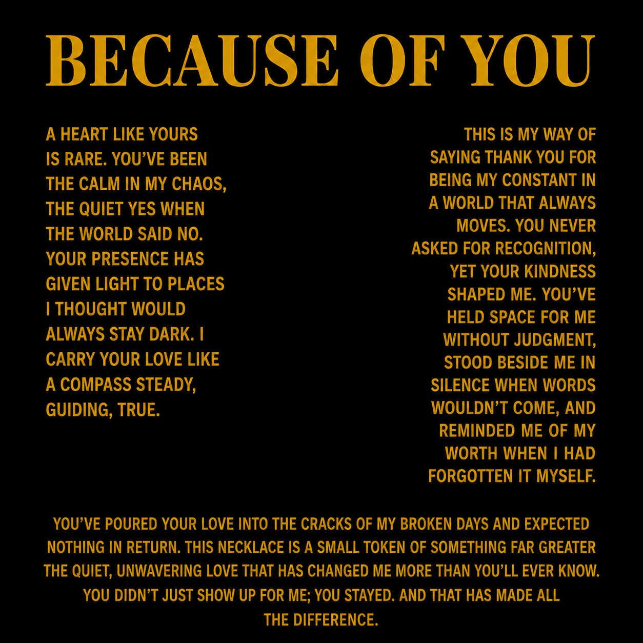 Because of You, Thank You - Eternal Knot Necklace