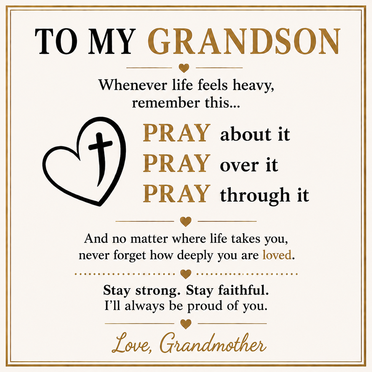 To My Grandson - Cross Leather Bracelet - Love You Forever Engraving