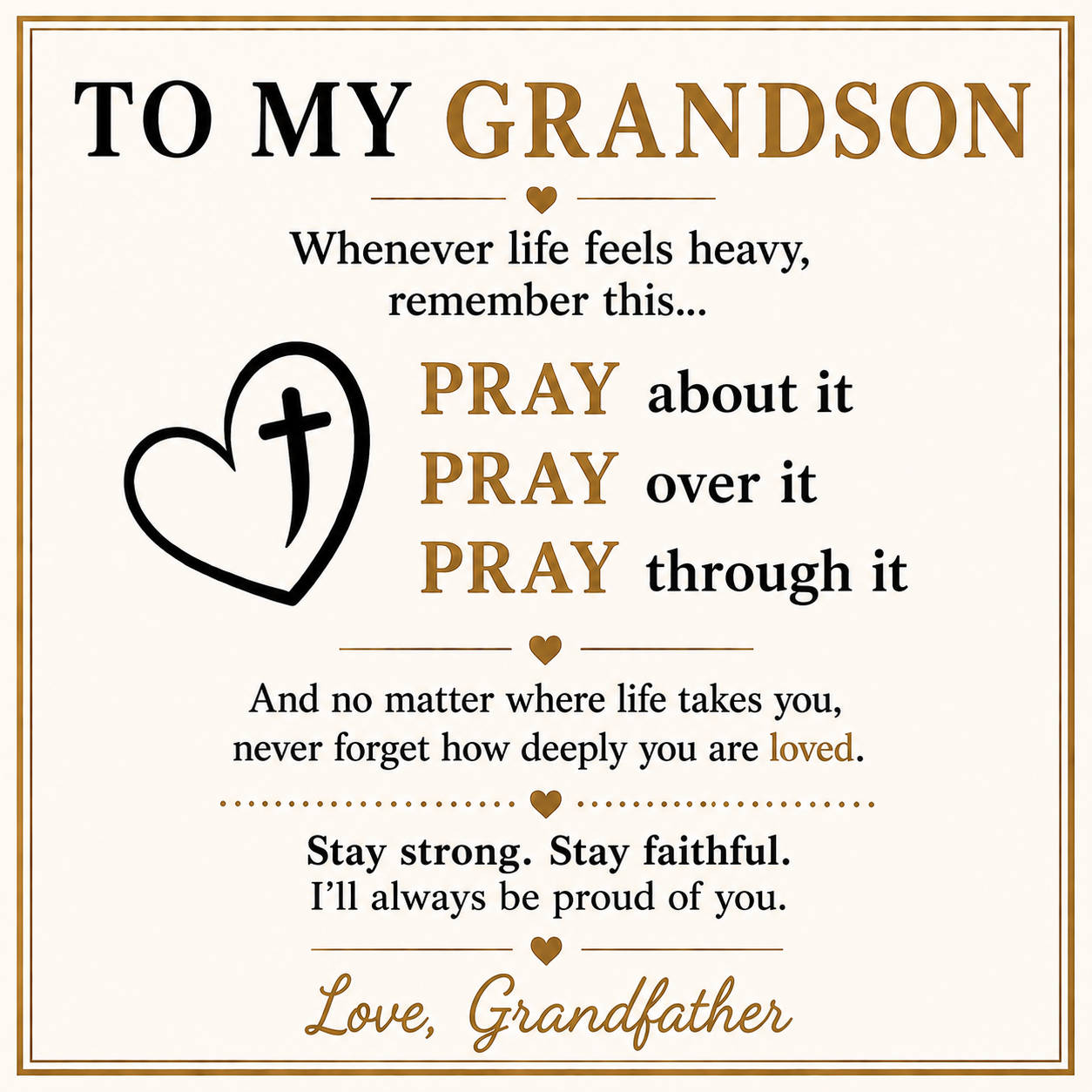 To My Grandson - Cross Leather Bracelet - Love You Forever Engraving