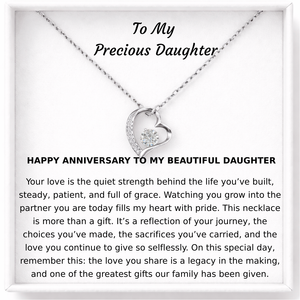 Happy Anniversary Dear Daughter Bound by Love Necklace - Tied to you always