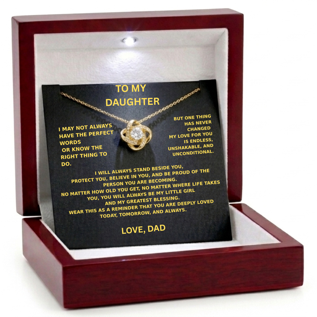 To My Daughter – From Dad – Love Knot Necklace