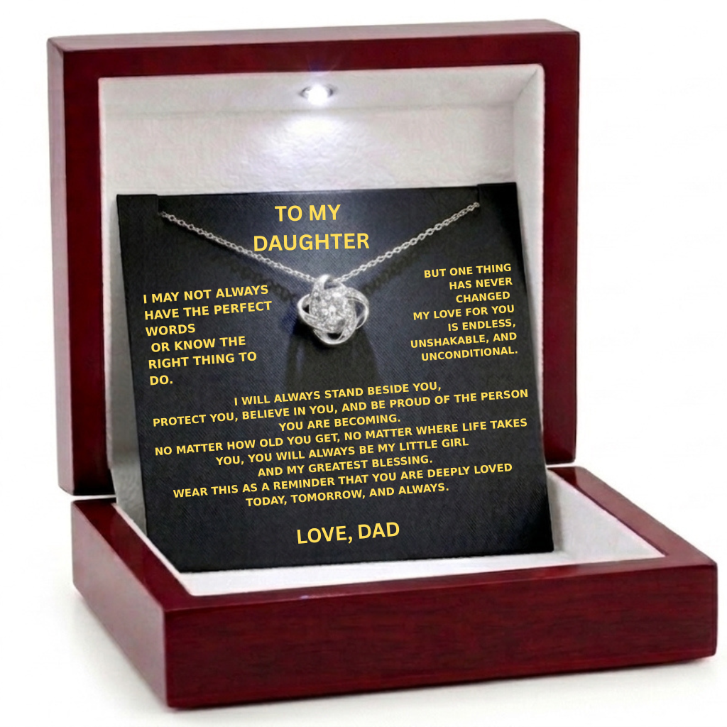 To My Daughter – From Dad – Love Knot Necklace