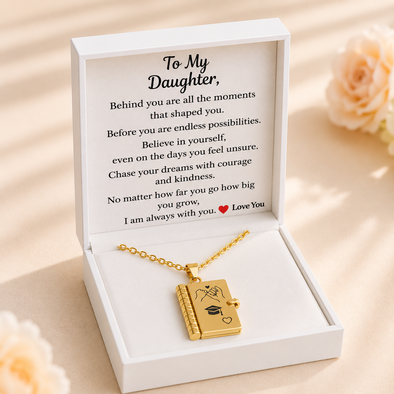 To My Daughter -  Graduation Book Locket Necklace