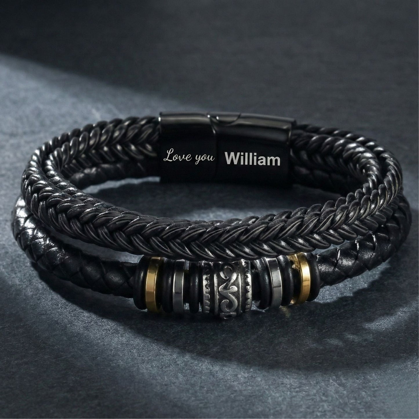For Son  - I Will Always Be With You - Personalized Double Row Bracelet