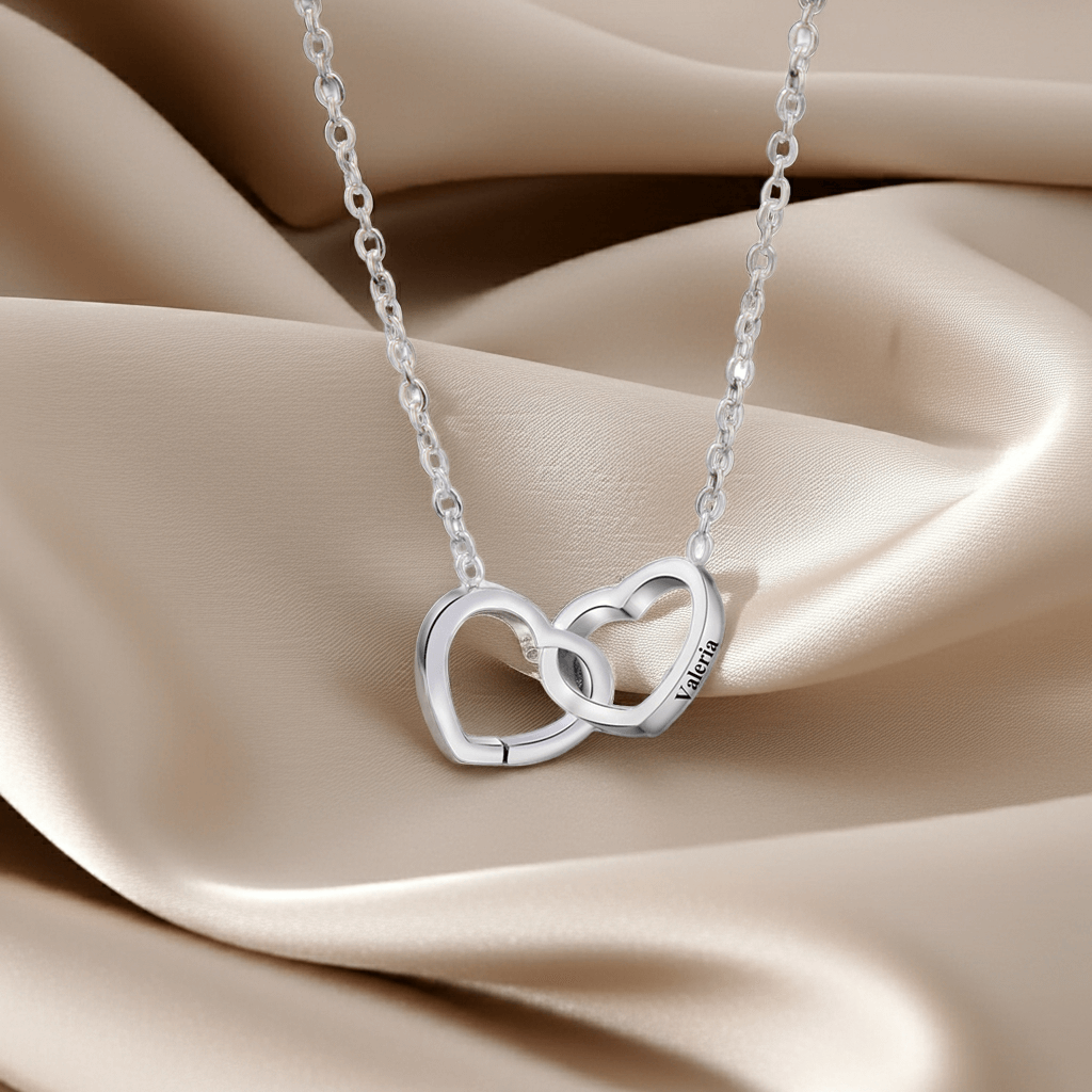 To My Wife - Interlocking Hearts Name Necklace