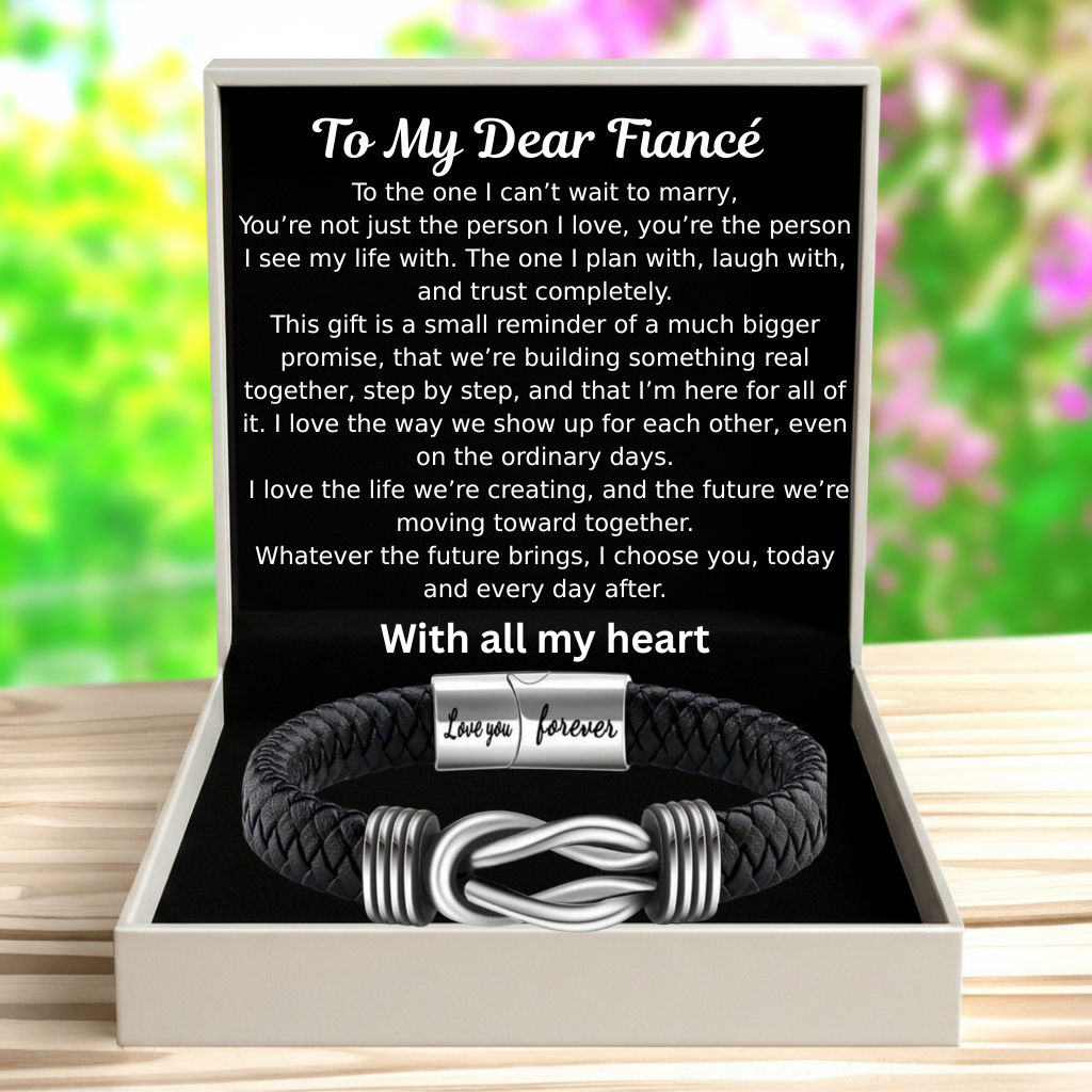 Happy Valentines Day Dear Fiancé Bound by Strength Bracelet - My Rock, My Forever