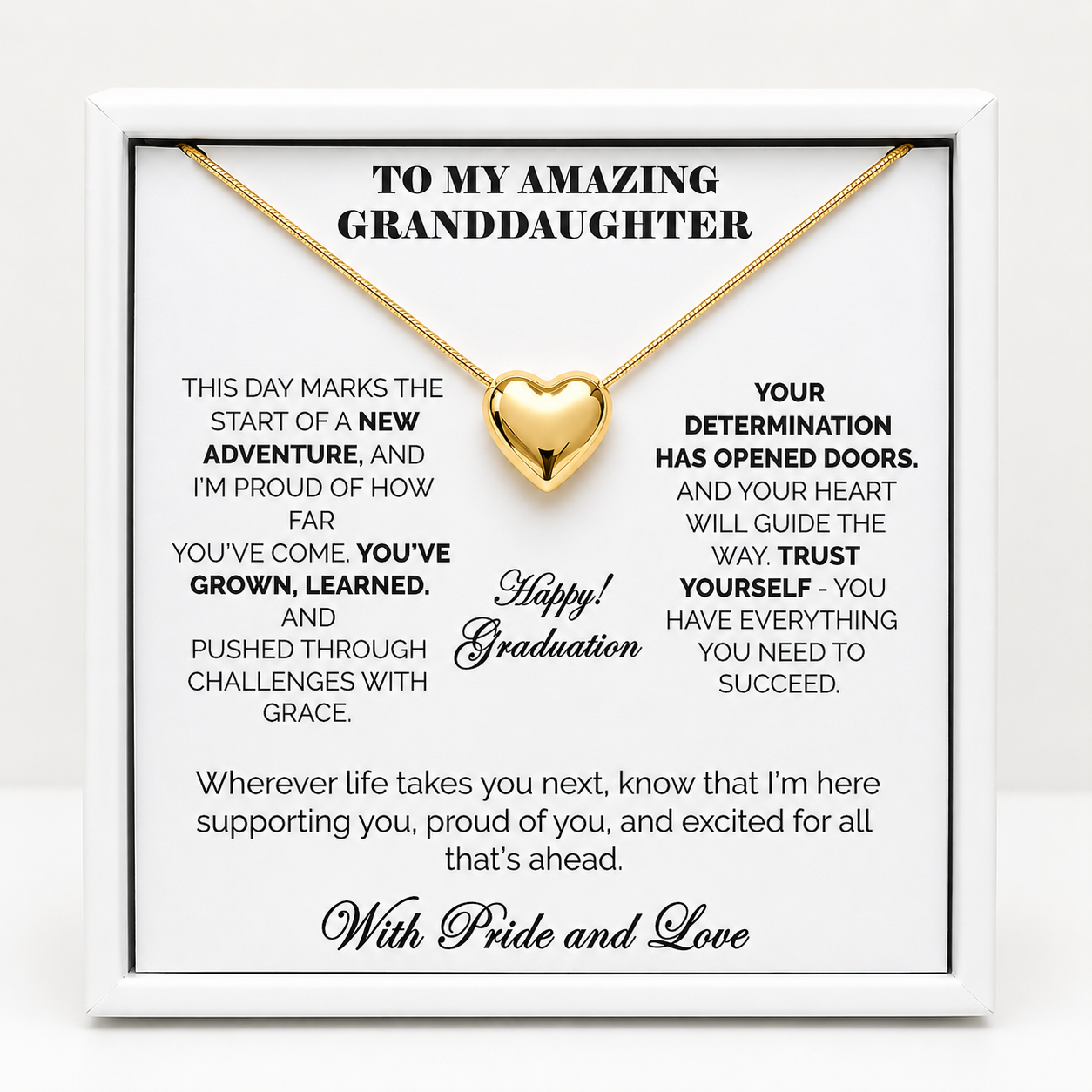 Happy Graduation Dear Granddaughter Close to My Heart Necklace - Always Cheering You On