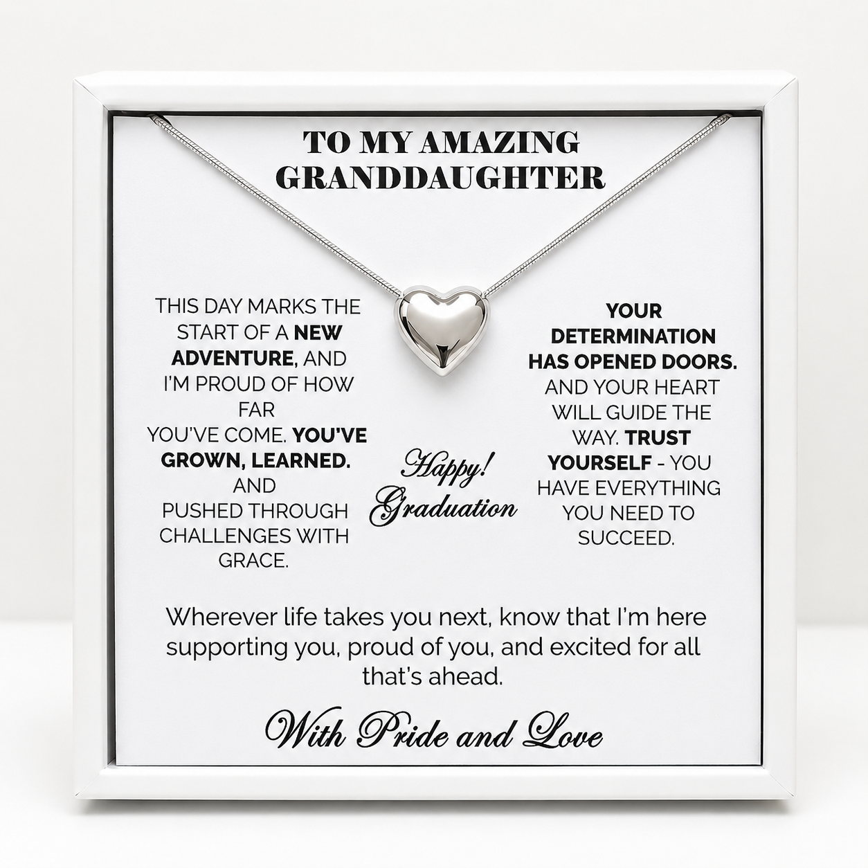 Happy Graduation Dear Granddaughter Close to My Heart Necklace - Always Cheering You On
