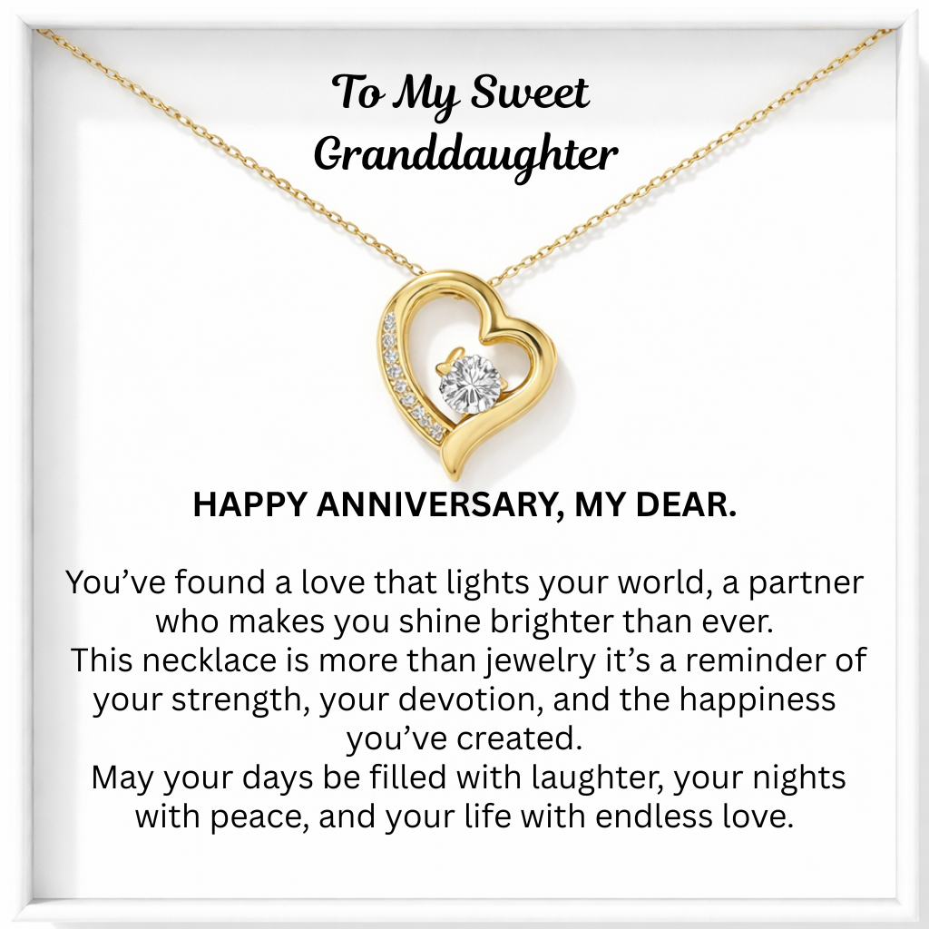 Happy Anniversary Dear Granddaughter Bound by Love Necklace - Our bond, everlasting