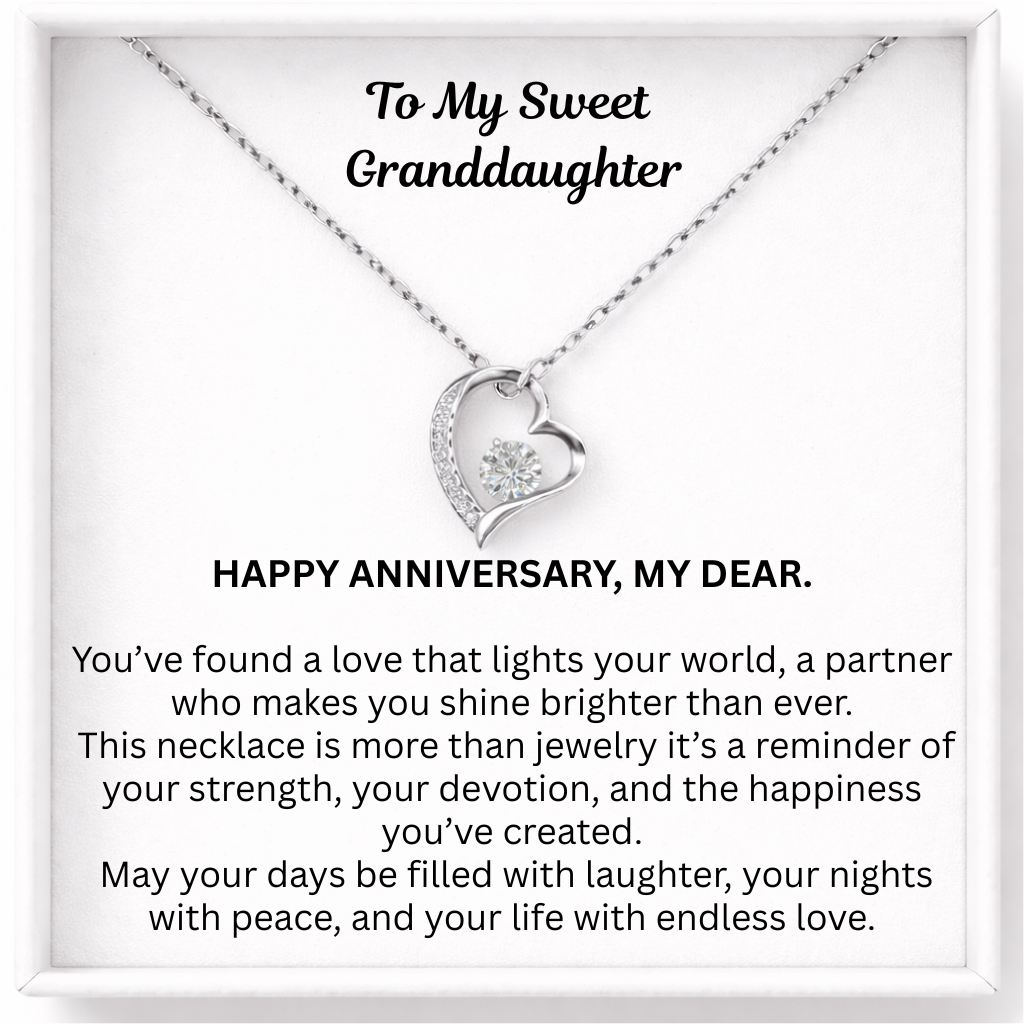 Happy Anniversary Dear Granddaughter Bound by Love Necklace - Our bond, everlasting
