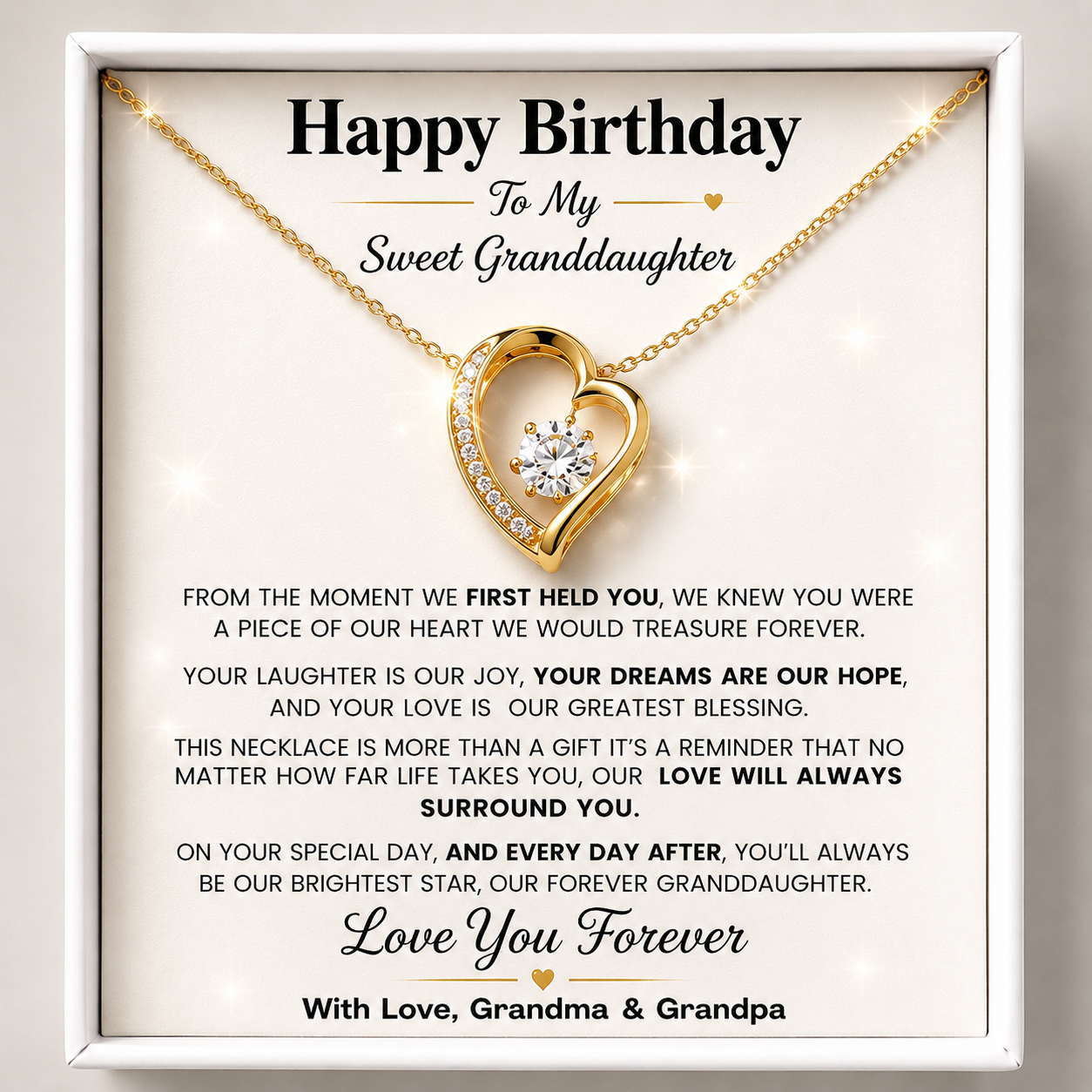 Happy Birthday Dear Granddaughter Bound by Love Necklace - My heart is yours
