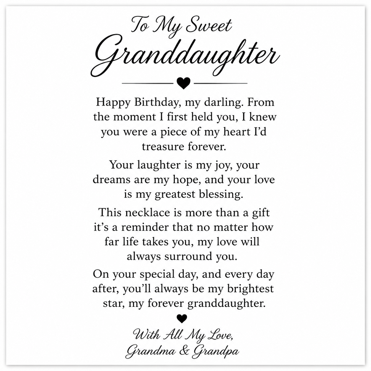 Happy Birthday Dear Granddaughter Bound by Love Necklace - My heart is yours