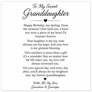 Happy Birthday Granddaughter Close to My Heart Necklace - Sparkle and shine