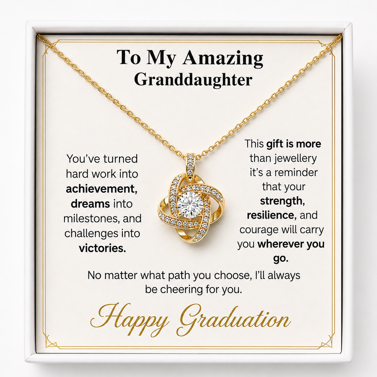 Happy Graduation Dear Granddaughter Eternal Knot Necklace - So Proud of You