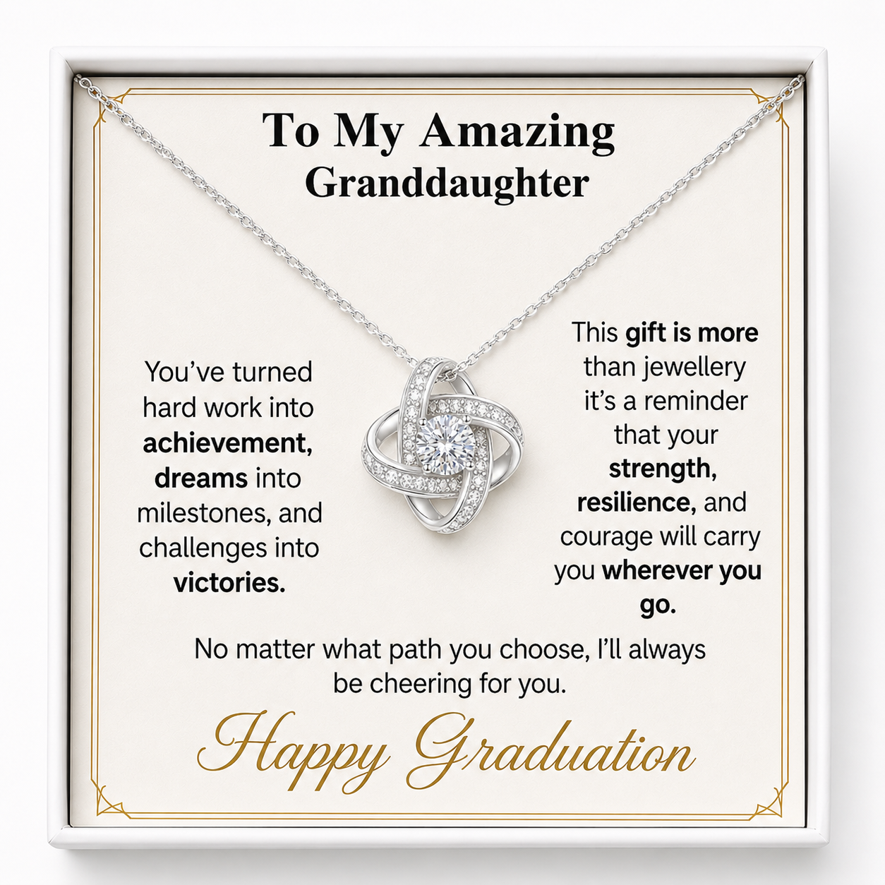 Happy Graduation Dear Granddaughter Eternal Knot Necklace - So Proud of You