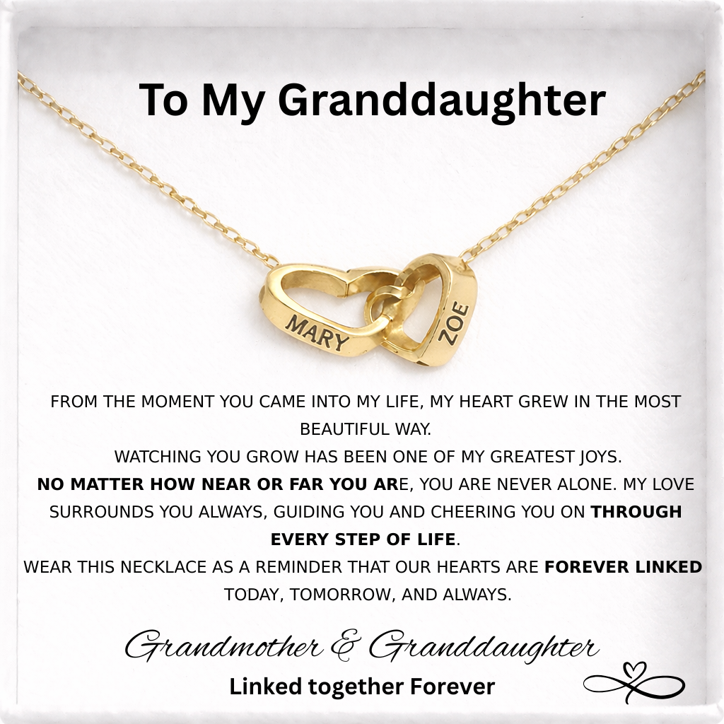 Interlocking Hearts Name Necklace - Grandmother and  Granddaughter