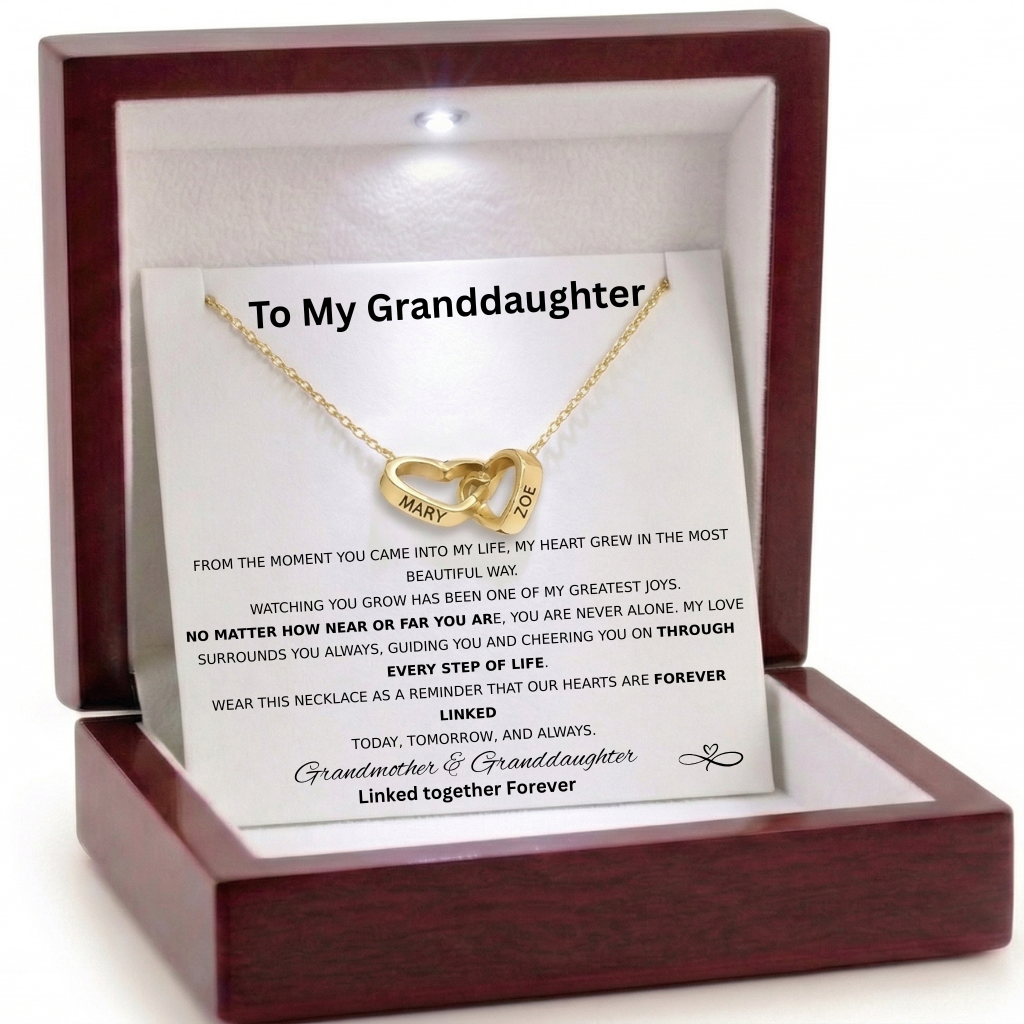 Interlocking Hearts Name Necklace - Grandmother and  Granddaughter