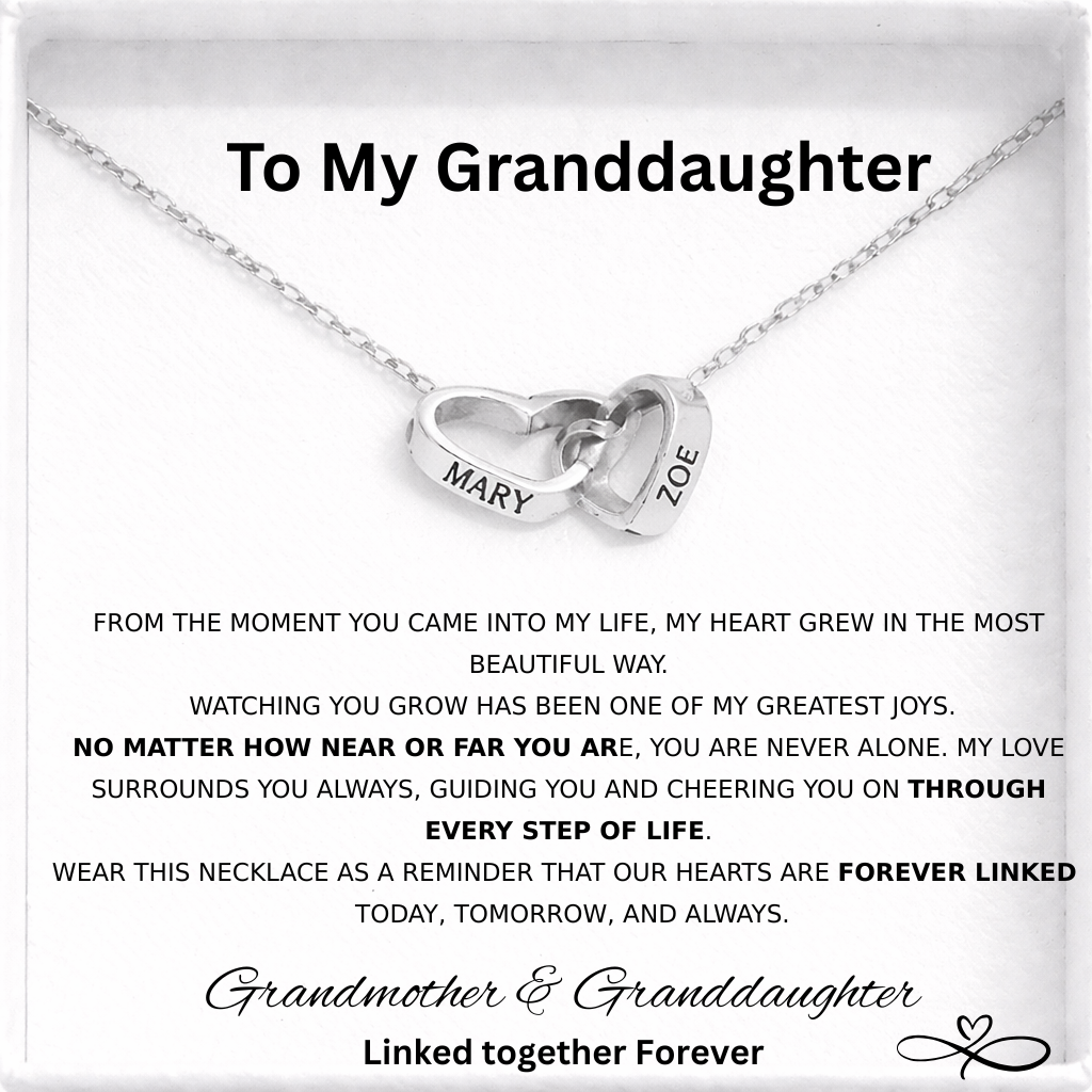 Interlocking Hearts Name Necklace - Grandmother and  Granddaughter