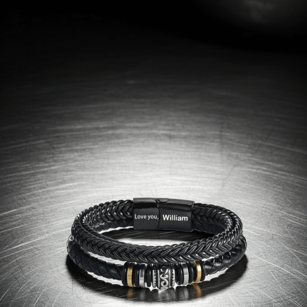 For Grandson  - I Will Always Be With You - Personalized Double Row Bracelet