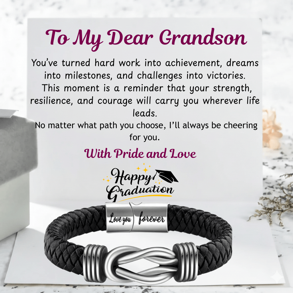 Happy Graduation Dear Grandson Bound by Strength Bracelet - Proud of Your Journey