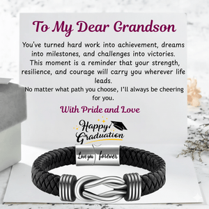 Happy Graduation Dear Grandson Bound by Strength Bracelet - Proud of Your Journey