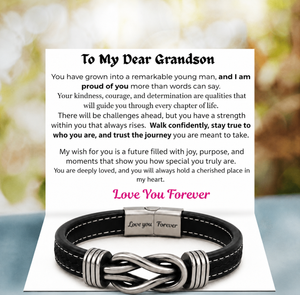 To My Grandson – Bold Steps Infinity Bracelet Engraved Love You Forever - Vintage Finish