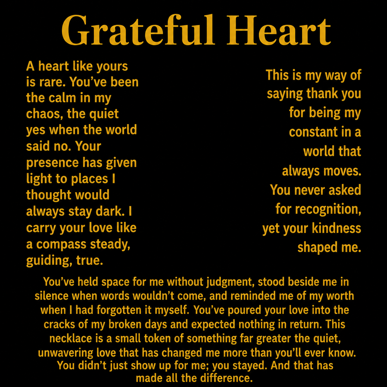 Thank You, From My Heart - Grateful Heart Necklace