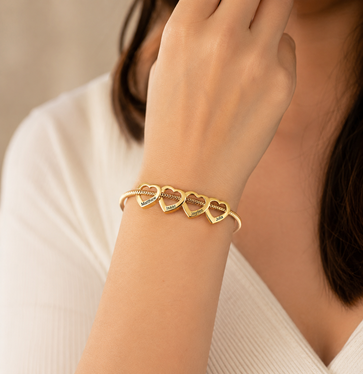 To My Wife – All My Loves Personalised Heart Bracelet (Engraved Names)