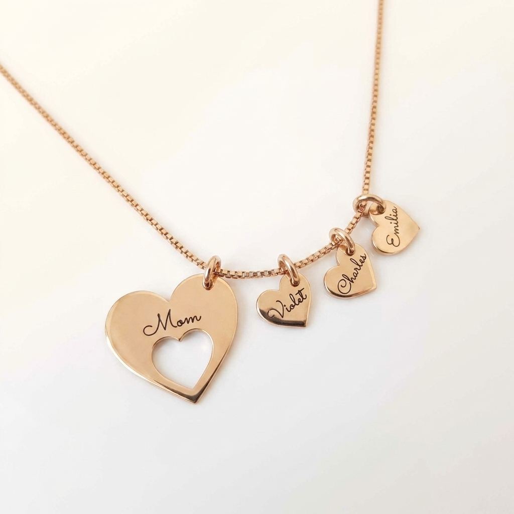 To My Wife – All My Loves Personalised Family Heart Necklace