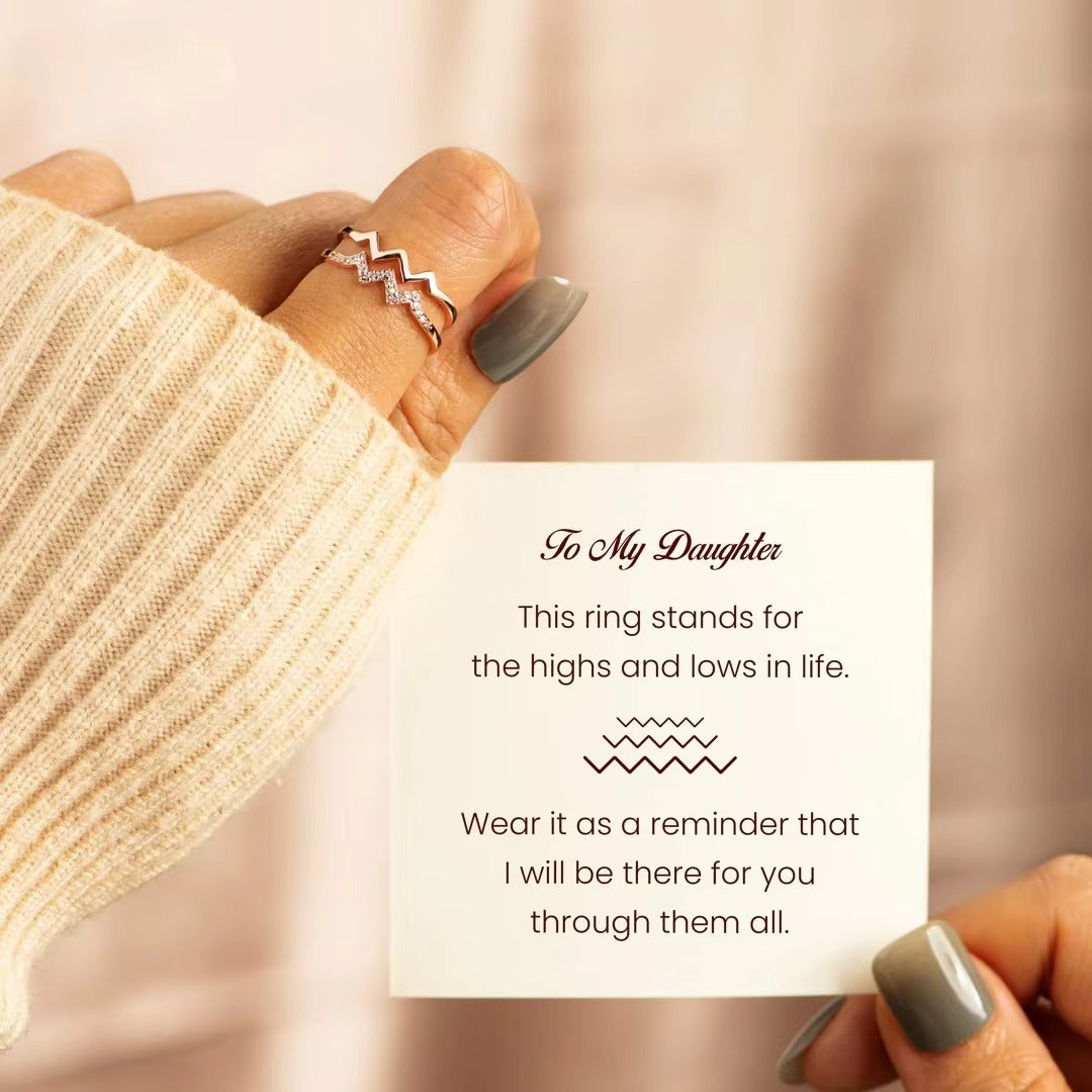 To Daughter Highs and Lows Ring with Love From Mum and Card