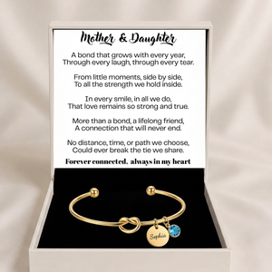 To My Daughter - Personalised Initial & Birthstone Infinity Cuff Bracelet