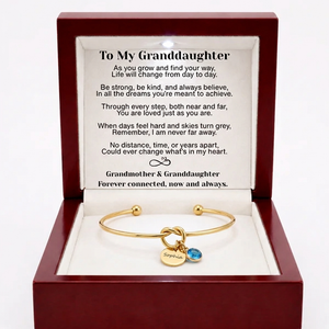 To My Granddaughter - Personalised Initial & Birthstone Infinity Cuff Bracelet