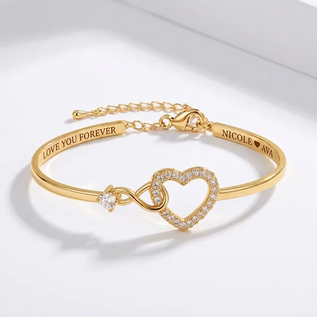 To My Granddaughter Infinity Heart Bracelet Linked Forever From Grandmother - Engraved Names