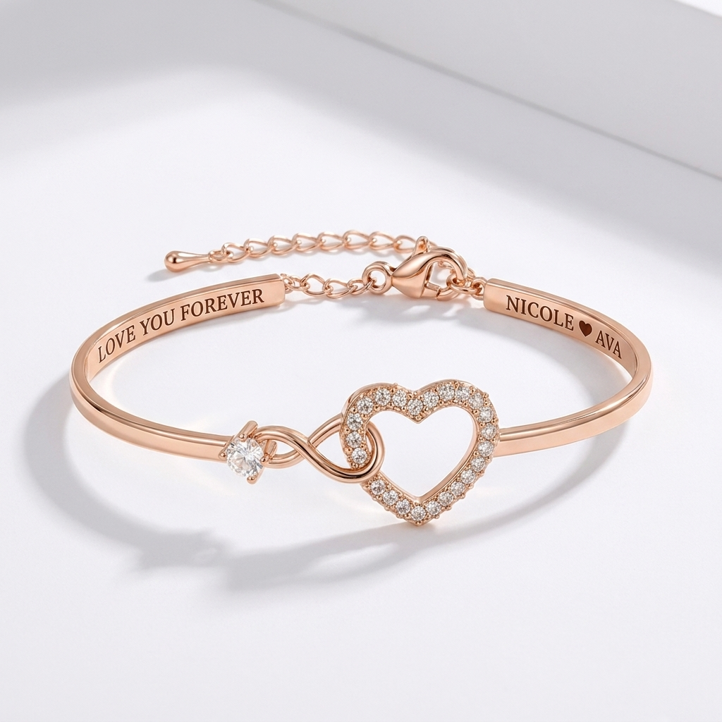 To My Granddaughter Infinity Heart Bracelet Linked Forever From Grandmother - Engraved Names