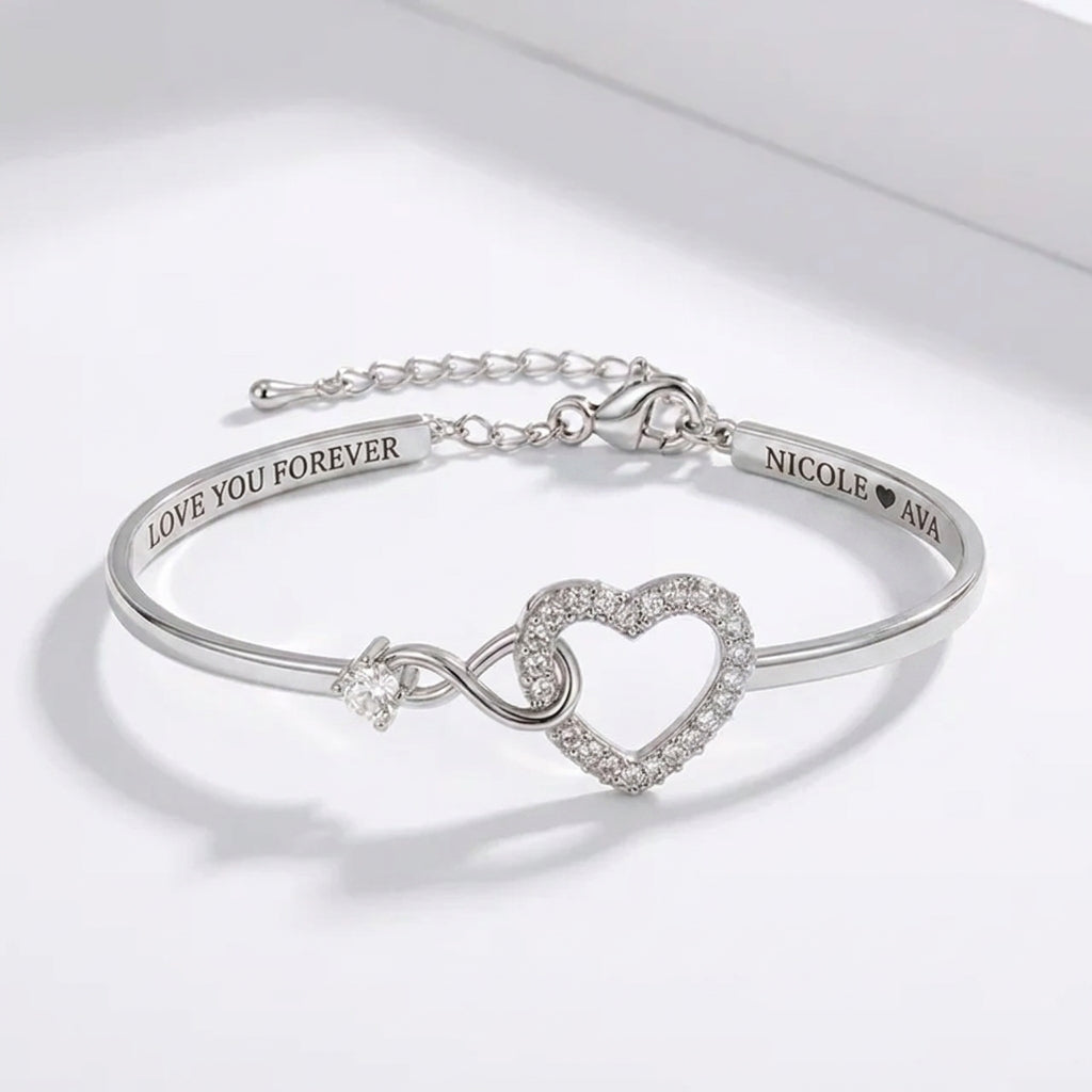 To My Granddaughter Infinity Heart Bracelet Linked Forever From Grandmother - Engraved Names