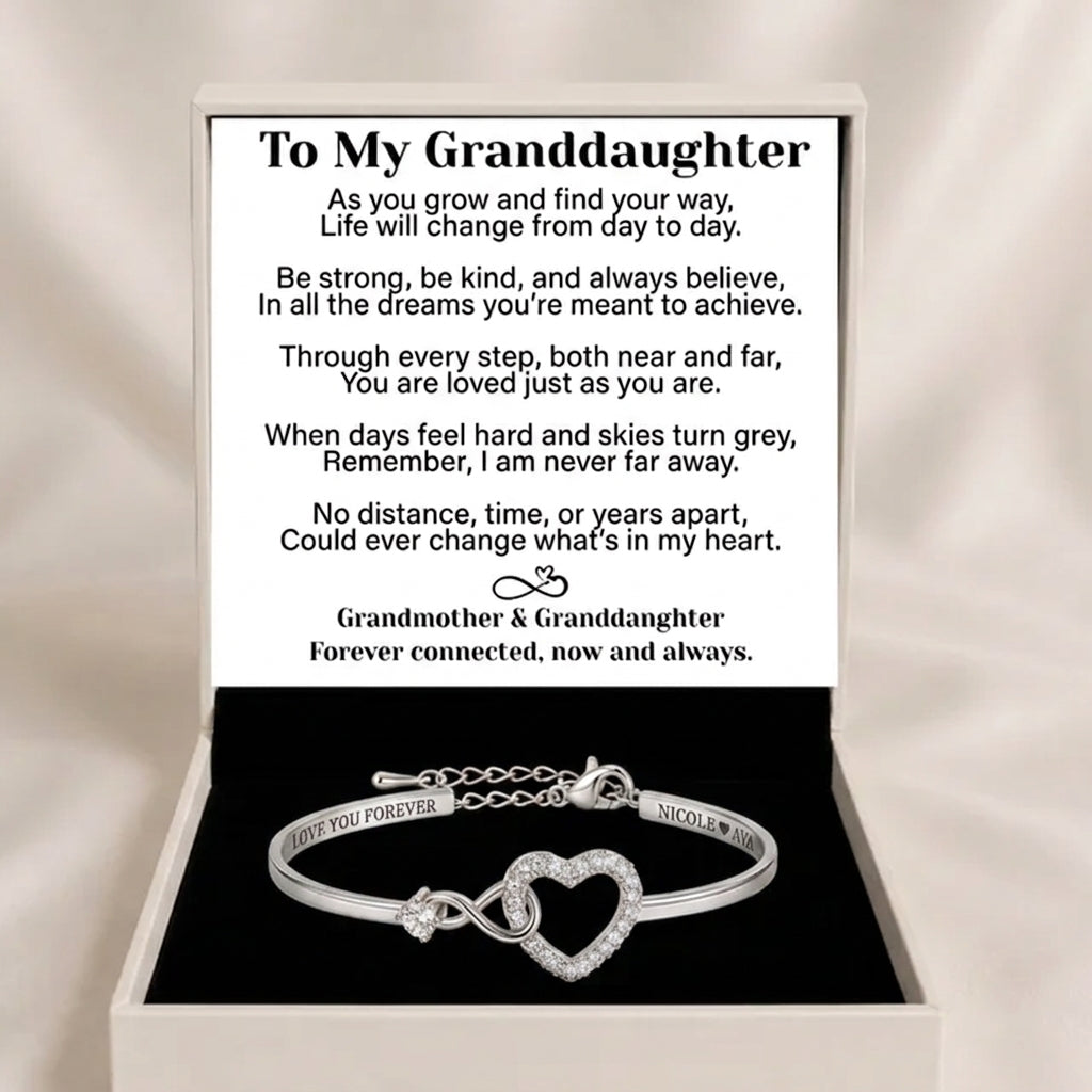 To My Granddaughter Infinity Heart Bracelet Linked Forever From Grandmother - Engraved Names