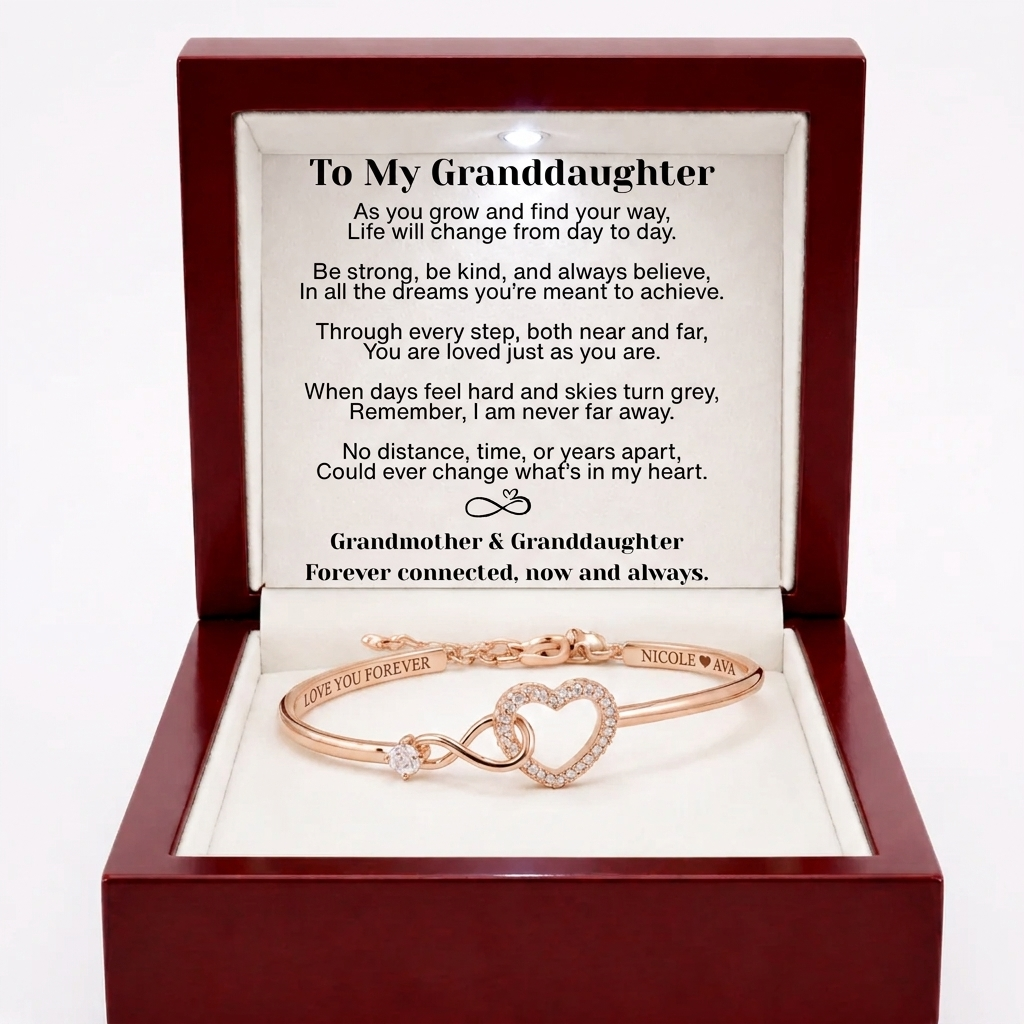 To My Granddaughter Infinity Heart Bracelet Linked Forever From Grandmother - Engraved Names