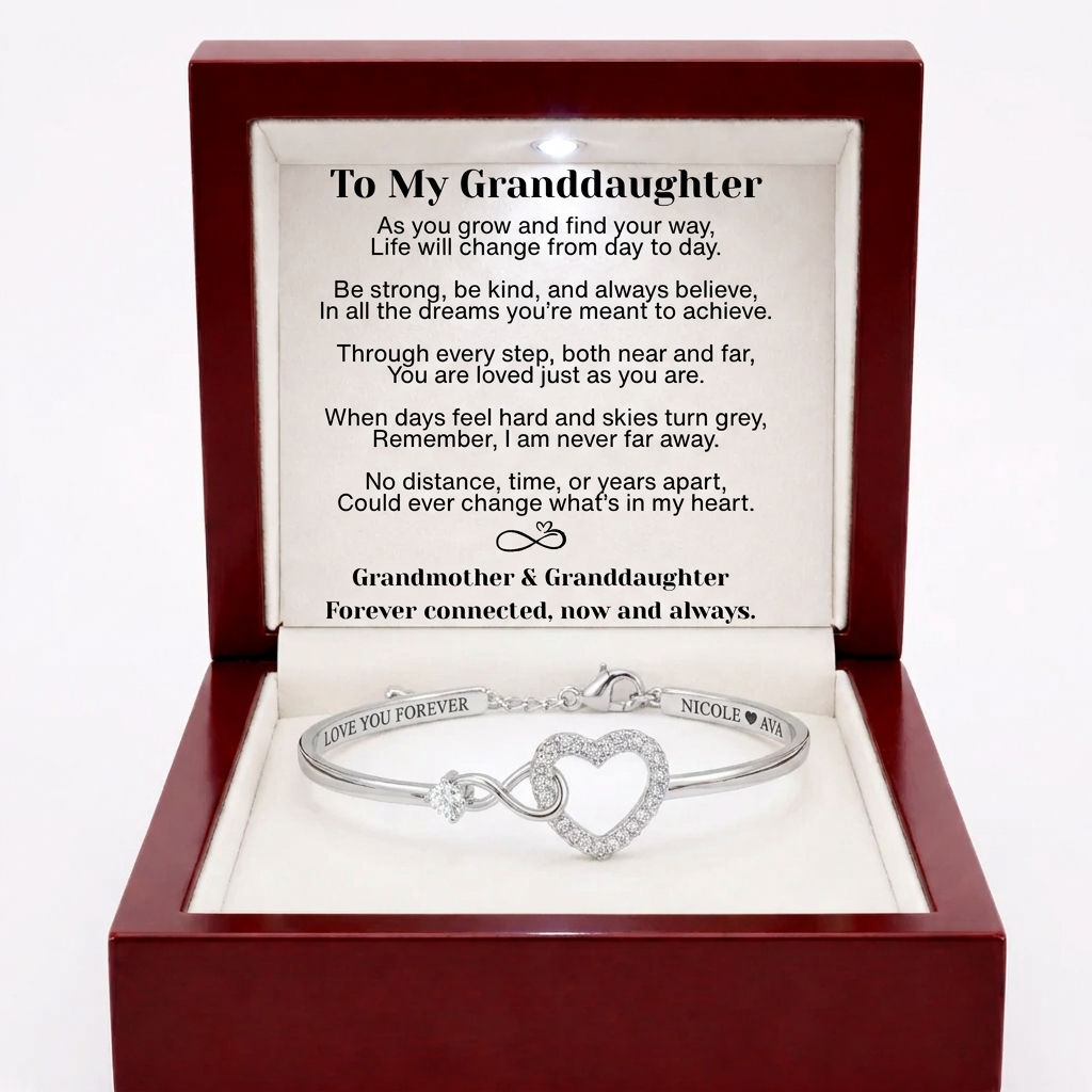 To My Granddaughter Infinity Heart Bracelet Linked Forever From Grandmother - Engraved Names
