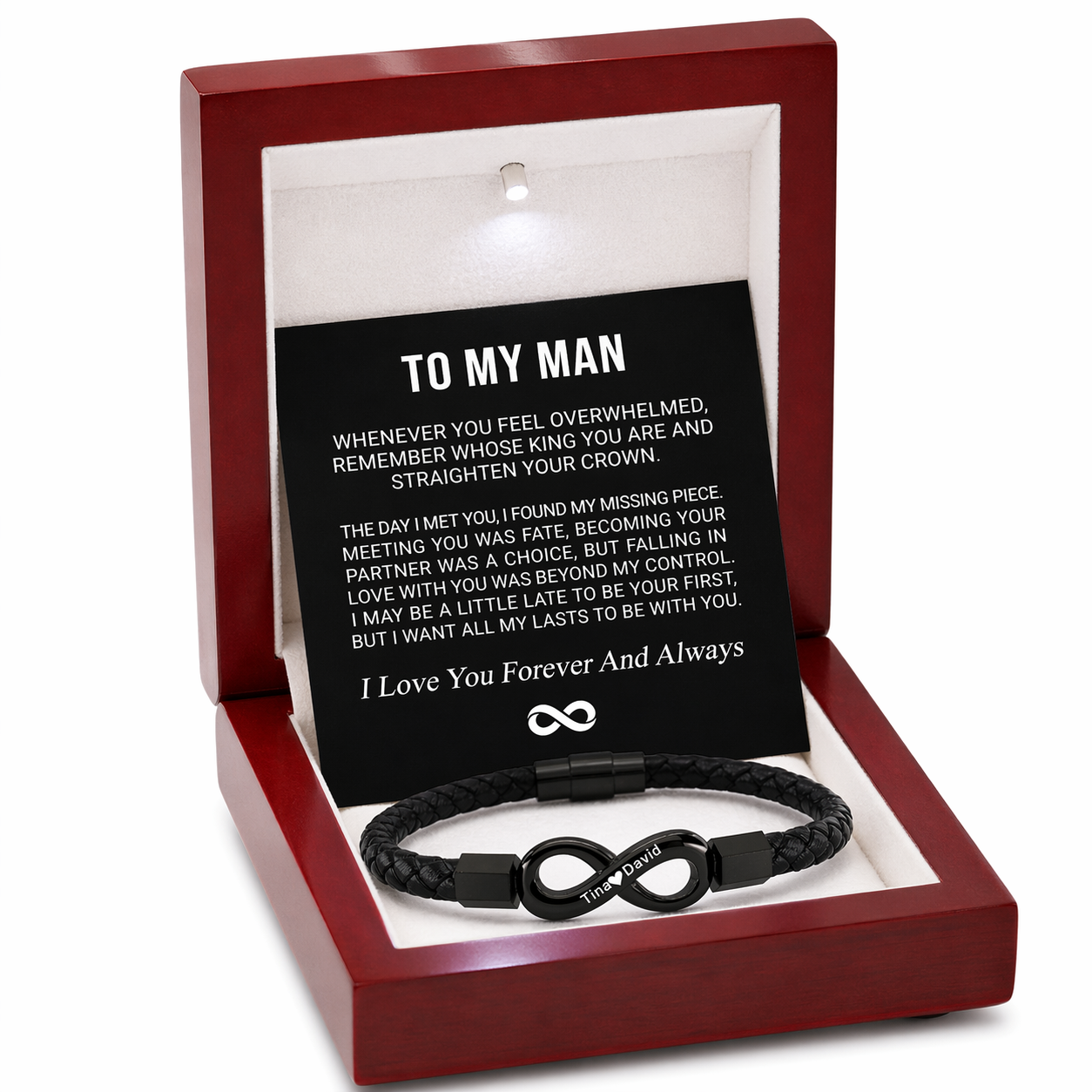 To My Man – Forever & Always Infinity Bracelet with Engraving