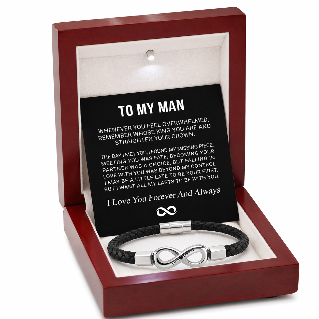 To My Man – Forever & Always Infinity Bracelet with Engraving
