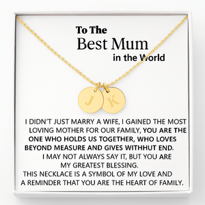 To the Best Mum in the World - Initial disc Necklace