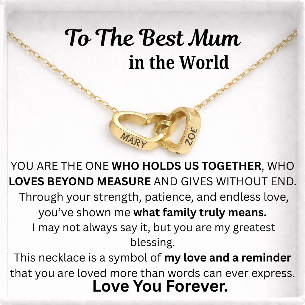 To My Mum - Interlocking Hearts Name Necklace