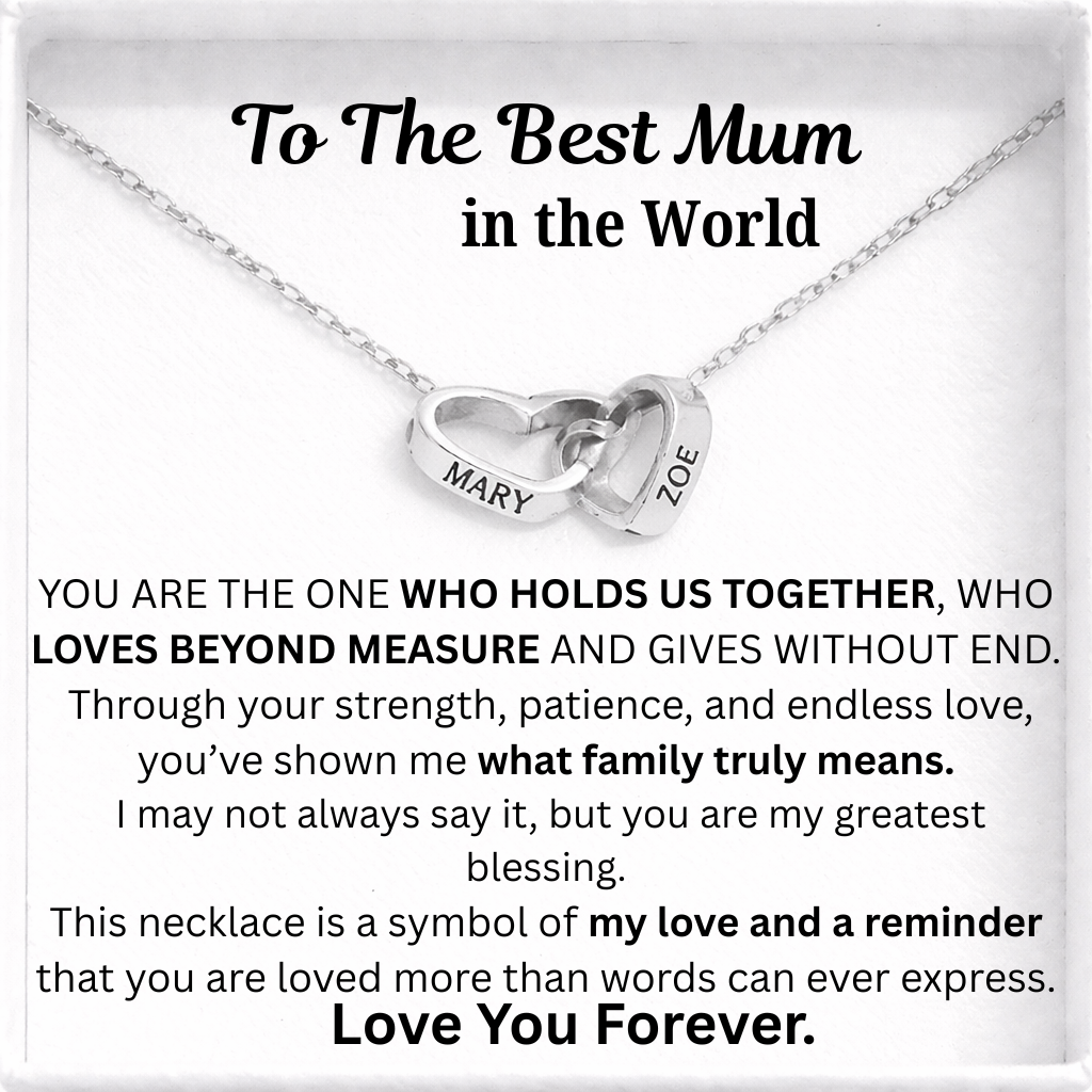 To My Mum - Interlocking Hearts Name Necklace