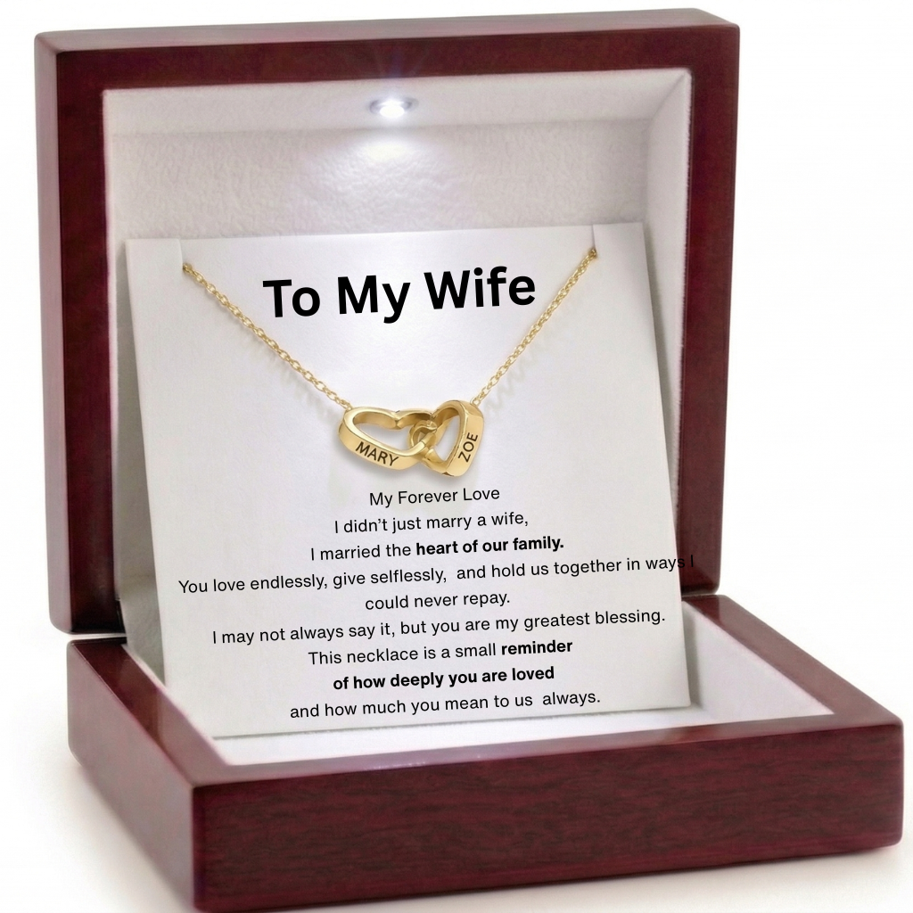 To My Wife - Interlocking Hearts Name Necklace