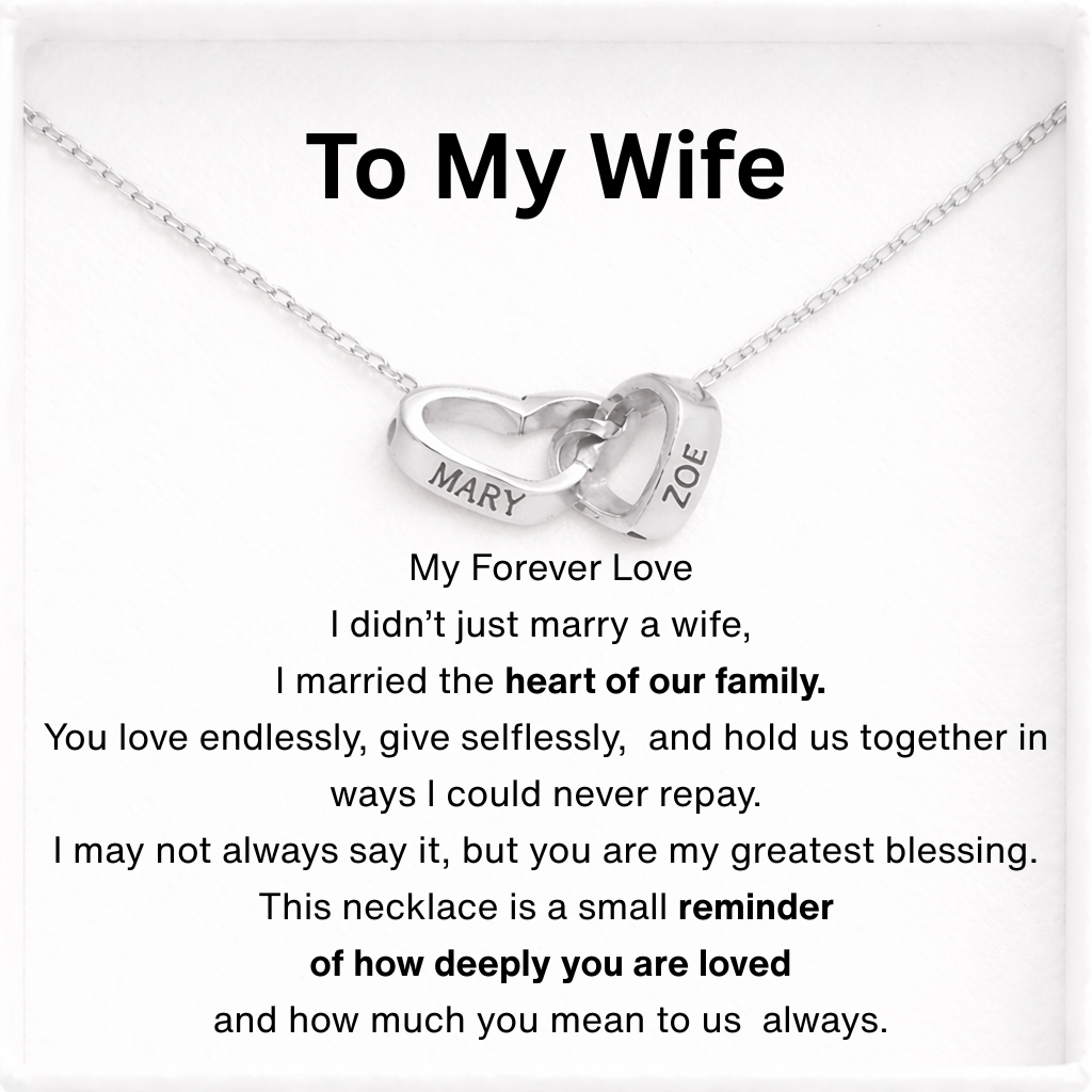 To My Wife - Interlocking Hearts Name Necklace